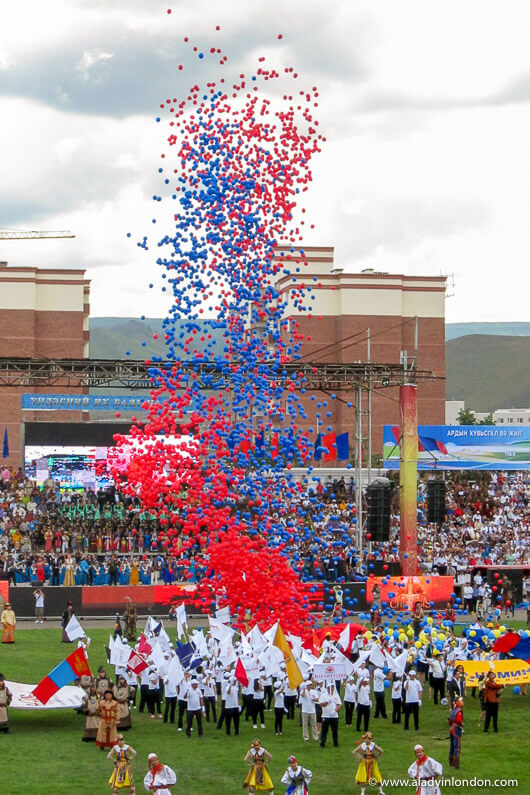 Balloons at the opening ceremony of the Naadam Festival in Ulaanbaatar, Mongolia
