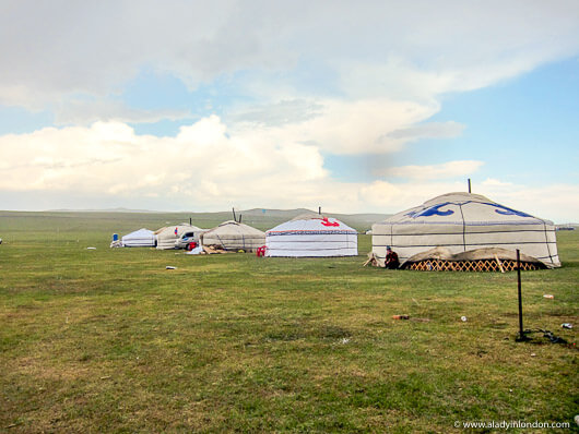 Gers at the Naadam Festival horse race in Mongolia