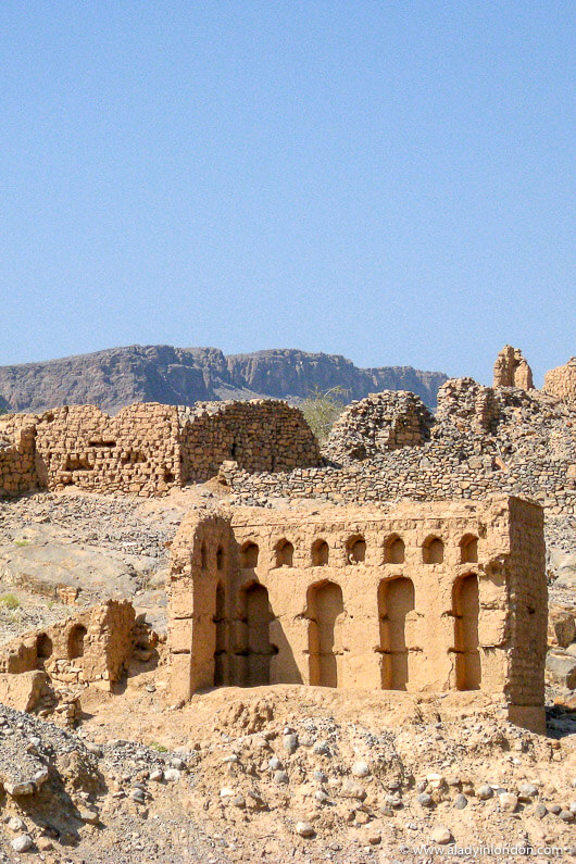 Ruined buildings in Tanuf, Oman