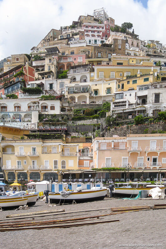 Beach in Positano on the Amalfi Coast in Italy