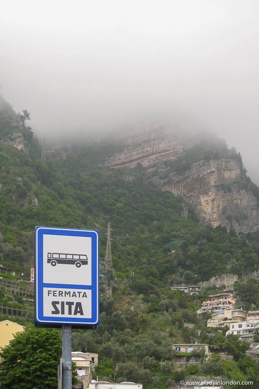 Bus stop in Positano, Italy