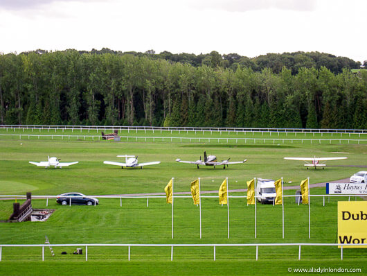 Private planes at Newbury Racecourse in England