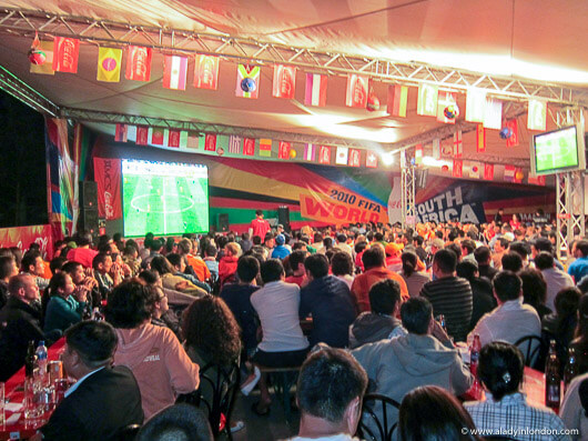 Watching the World Cup at a pub in Ulaanbaater, Mongolia
