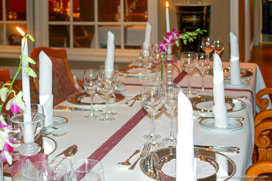 Dinner table at the Terelj Hotel and Spa in Terelj National Park, Mongolia