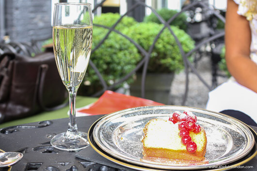 Champagne and Madeira cake at afternoon tea at Blakes Hotel in London