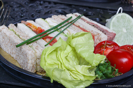 Sandwiches at afternoon tea at Blakes hotel in London, England