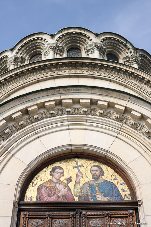 Mosaic on the facade of the Alexander Nevsky Cathedral in Sofia