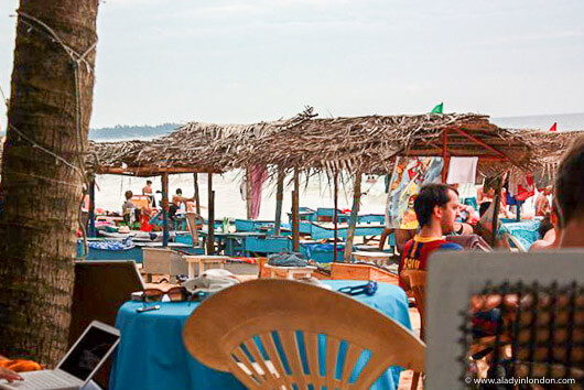 Beach restaurant in Hikkaduwa on New Year's Eve in Sri Lanka