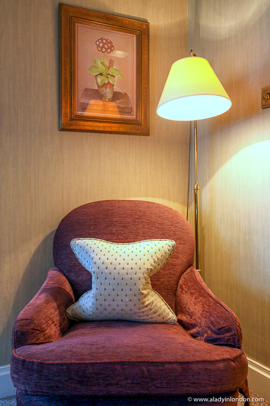 Chair in a junior suite at The Capital Hotel in London