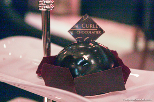 Black Forest dome cake by William Curley at a chocolate afternoon tea in London