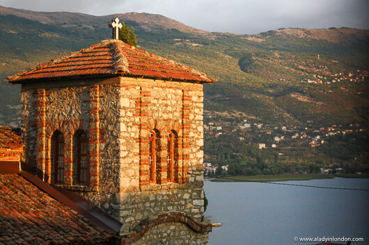 Church overlooking Lake Ohrid, North Macedonia