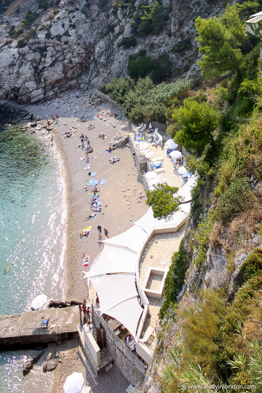 Beach at Hotel Bellevue in Dubrovnik, Croatia