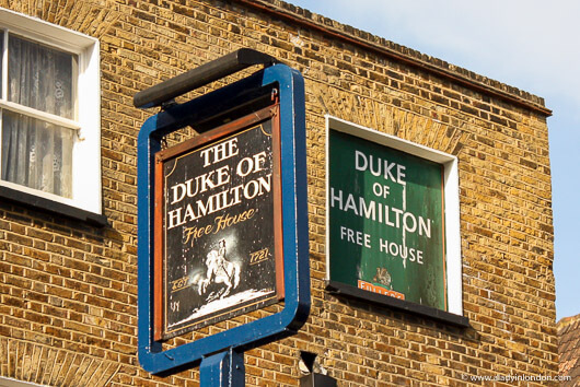Sign for the Duke of Hamilton Pub in Hampstead
