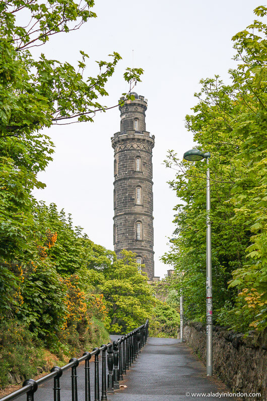 Monument to Lord Nelson on Calton Hill in Edinburgh, Scotland
