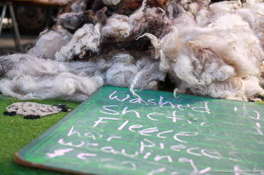 Wool and a chalkboard at the San Francisco Ferry Plaza Farmers Market
