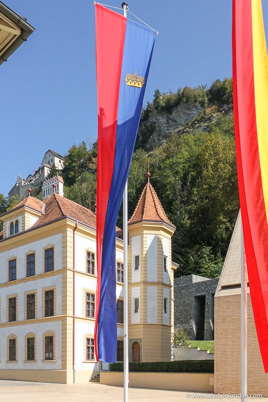 Flags in Vaduz, Liechtenstein