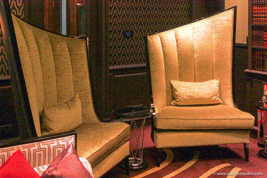 Chairs in the lobby of Flemings Hotel in London