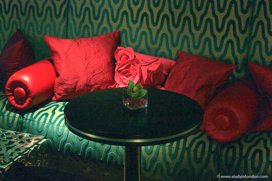 Sofa in the bar at Flemings Hotel in Mayfair, London