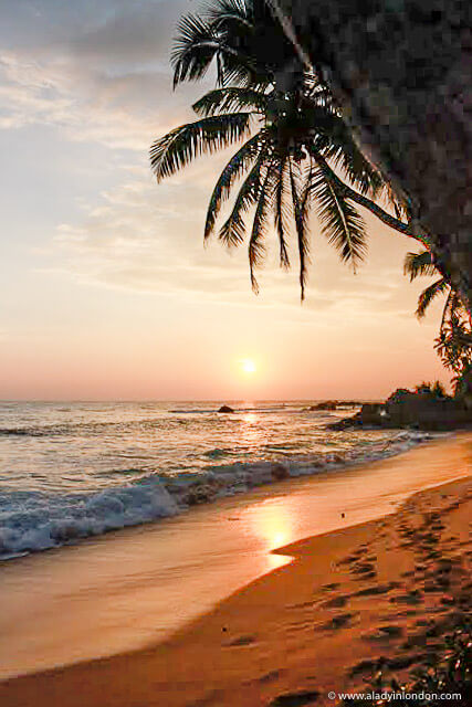 Sunset on the beach in Galle, Sri Lanka