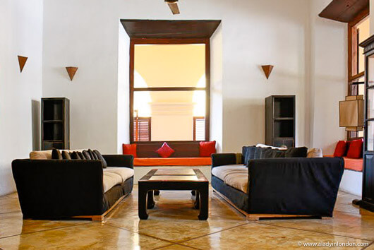Lobby of the Fort Printers hotel in Galle Fort in Sri Lanka