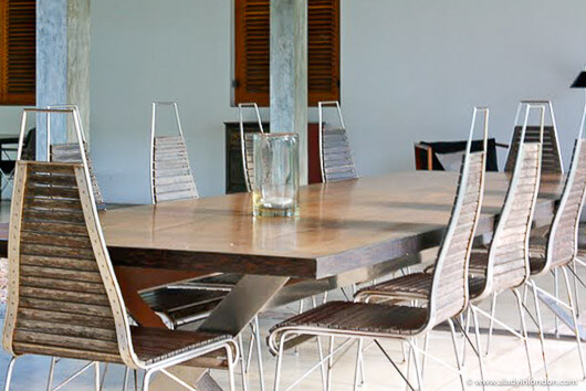 Restaurant Table at the Frangipani Tree hotel in Thalpe, Sri Lanka
