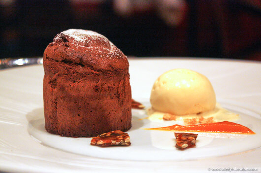 Coulant dessert at The Grill at The Dorchester restaurant in London