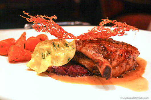 Veal main course at The Grill at The Dorchester restaurant in London