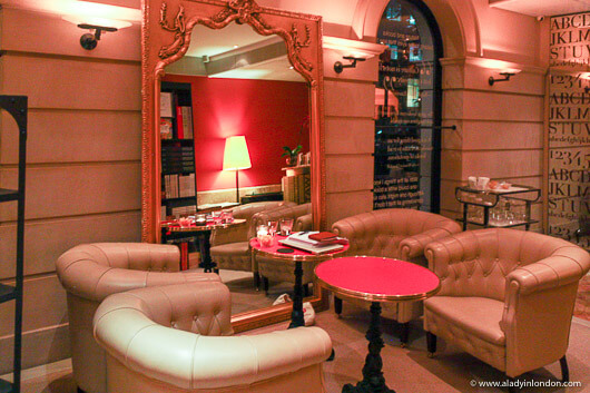 Table and chairs in the Halkin Bar in London