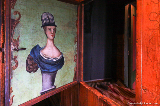 Painted cabinet door in the Hanseatic Museum in Bryggen in Bergen, Norway
