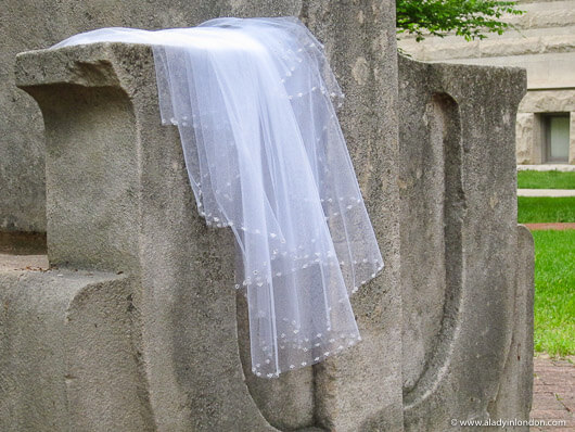 Wedding veil at the IU campus in Bloomington, Indiana