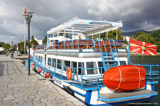 Ferry on Lake Ohrid in North Macedonia