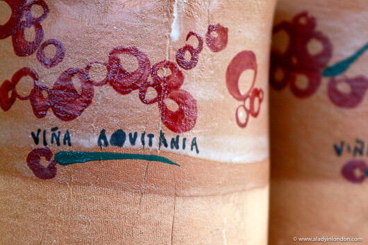 Clay wine holders at Aquitania winery in the Maipo Valley, Chile