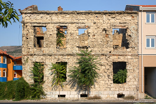 Building with war damage in Mostar