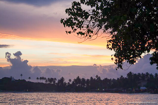 Sunset on the Beach in Unawatuna on New Year's Eve in Sri Lanka