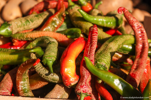 Peppers at a market on Lake Ohrid, North Macedonia