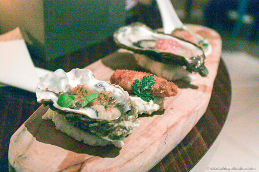 Oysters at a One Aldwych hotel dinner