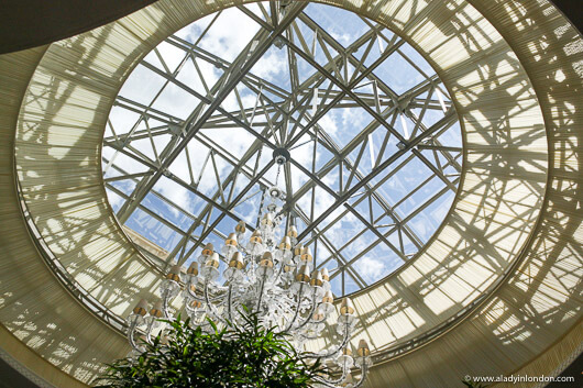 Ceiling atrium of La Bauhinia restaurant in the Shangri-La hotel on the Paris Right Bank