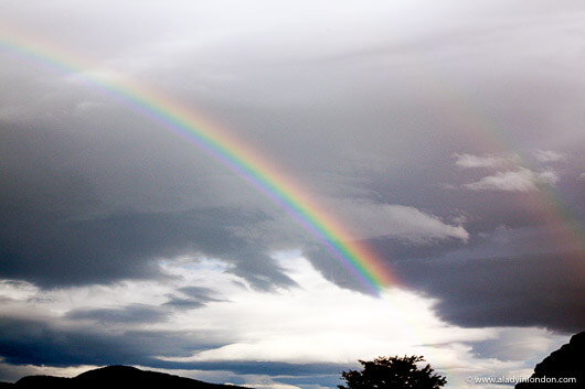 Rainbow in Torres del Paine National Park in Patagonia, Chile