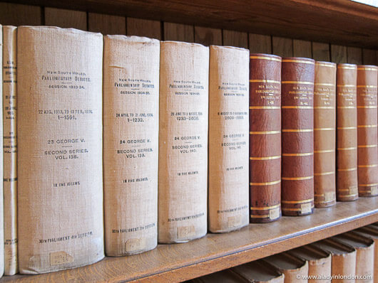 Books at Rhodes House in Oxford for a wedding reception in England