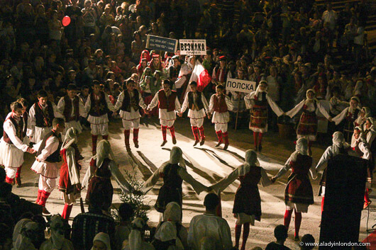 Children dancing at a folk festival in Skopje, North Macedonia