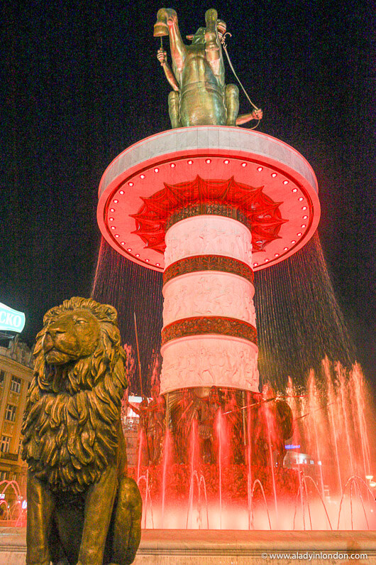 Fountain in the main square in Skopje, North Macedonia