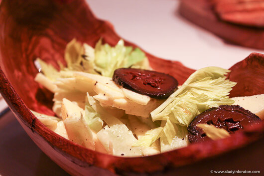 Waldorf Salad for dinner in the restaurant at the Waldorf Astoria hotel in Syon Park
