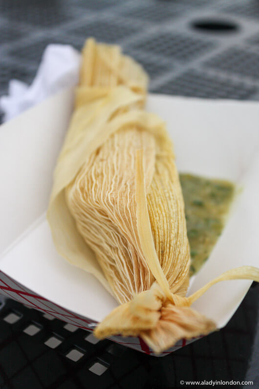Tamale at the Bloomington farmers market in Indiana