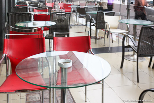 Chairs at a cafe in Tirana, Albania