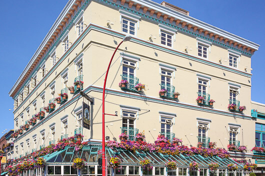 Building with flowers in Victoria, British Columbia, Canada
