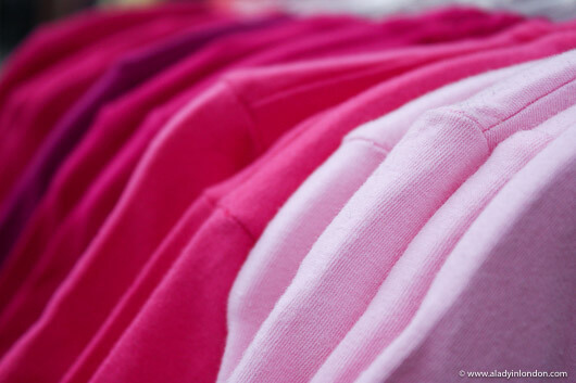 Pink shirts in a shop on Milwaukee Avenue in Wicker Park, Chicago