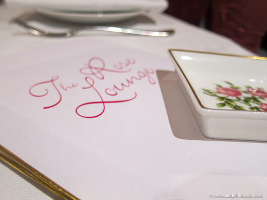 The Rose Lounge Afternoon Tea menu at the Sofitel London St James