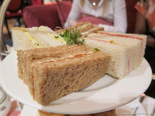 Afternoon tea sandwiches at the Sofitel London St James