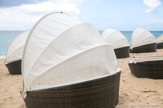 Lounge Chairs on the Sand on Love Beach in Antigua