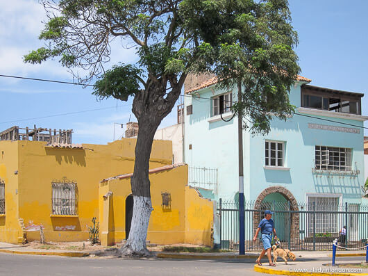 Colorful buildings in the Barranco district in Lima, Peru